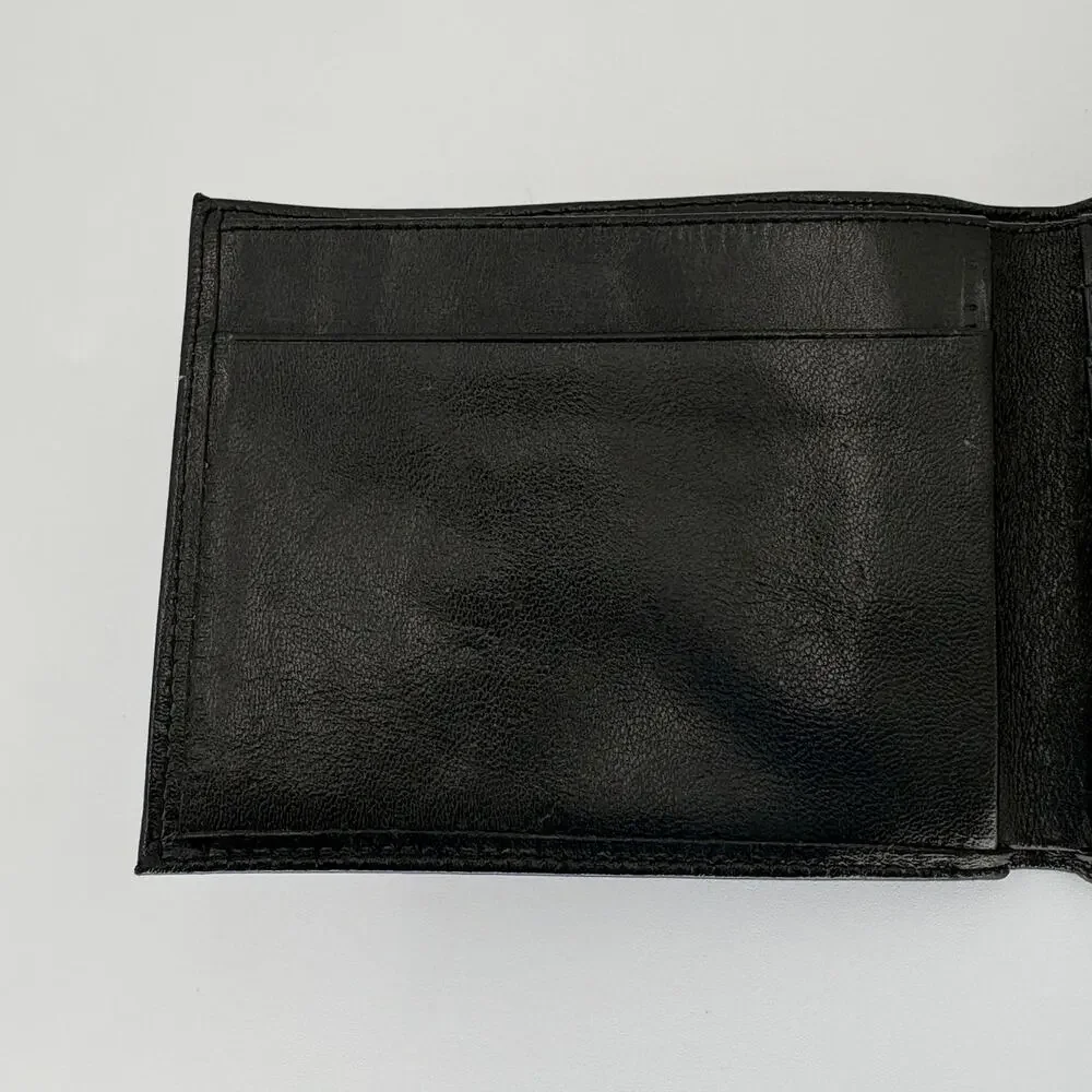 Vintage Christian Dior Black Leather Bifold Wallet Debossed Box Logo Men's